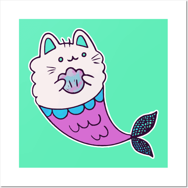 Mermaid cat Wall Art by Birdbox